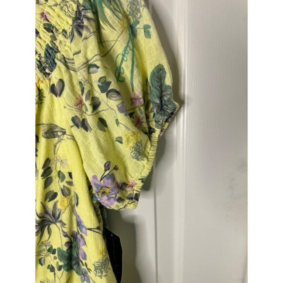 New INC International Concepts Size 1X Plus Womens Yellow Floral Smocked Scoop N - Picture 9 of 9